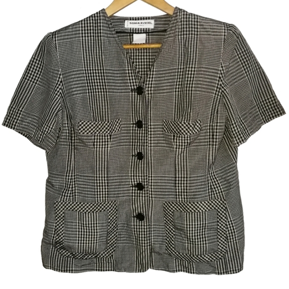 SONIA RYKIEL Vintage Herringbone Blouse, size L